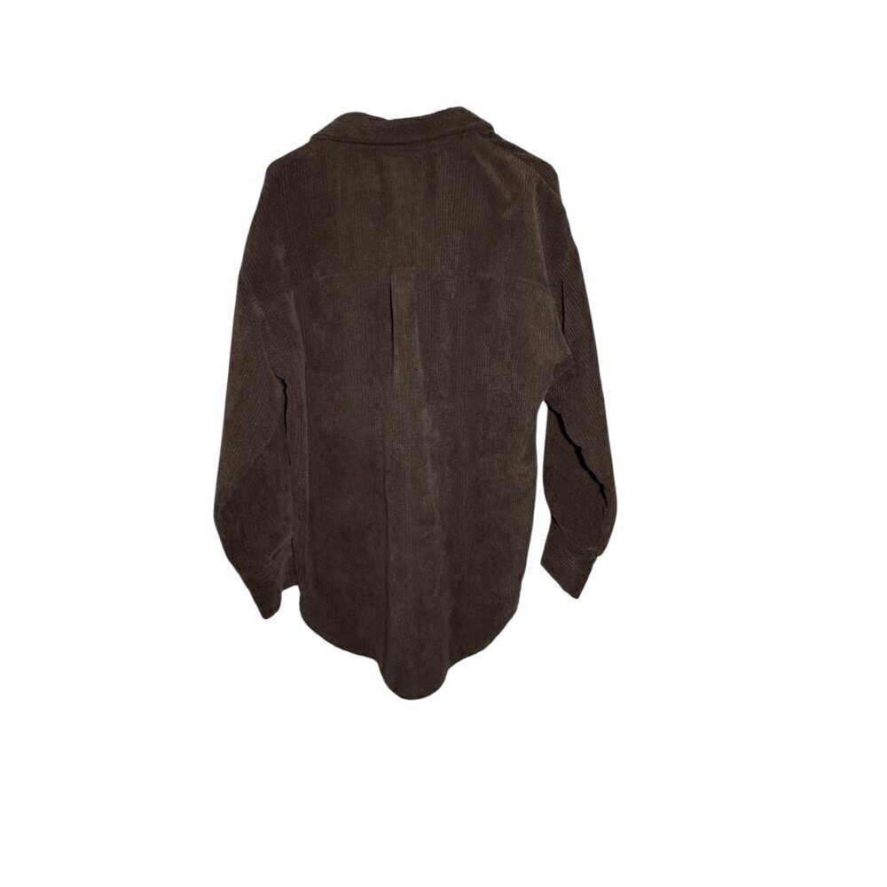White Fox Brown Ribbed Corduroy Button-Up Shirt Shacket & Chest Pocket S/M S - Picture 5 of 5